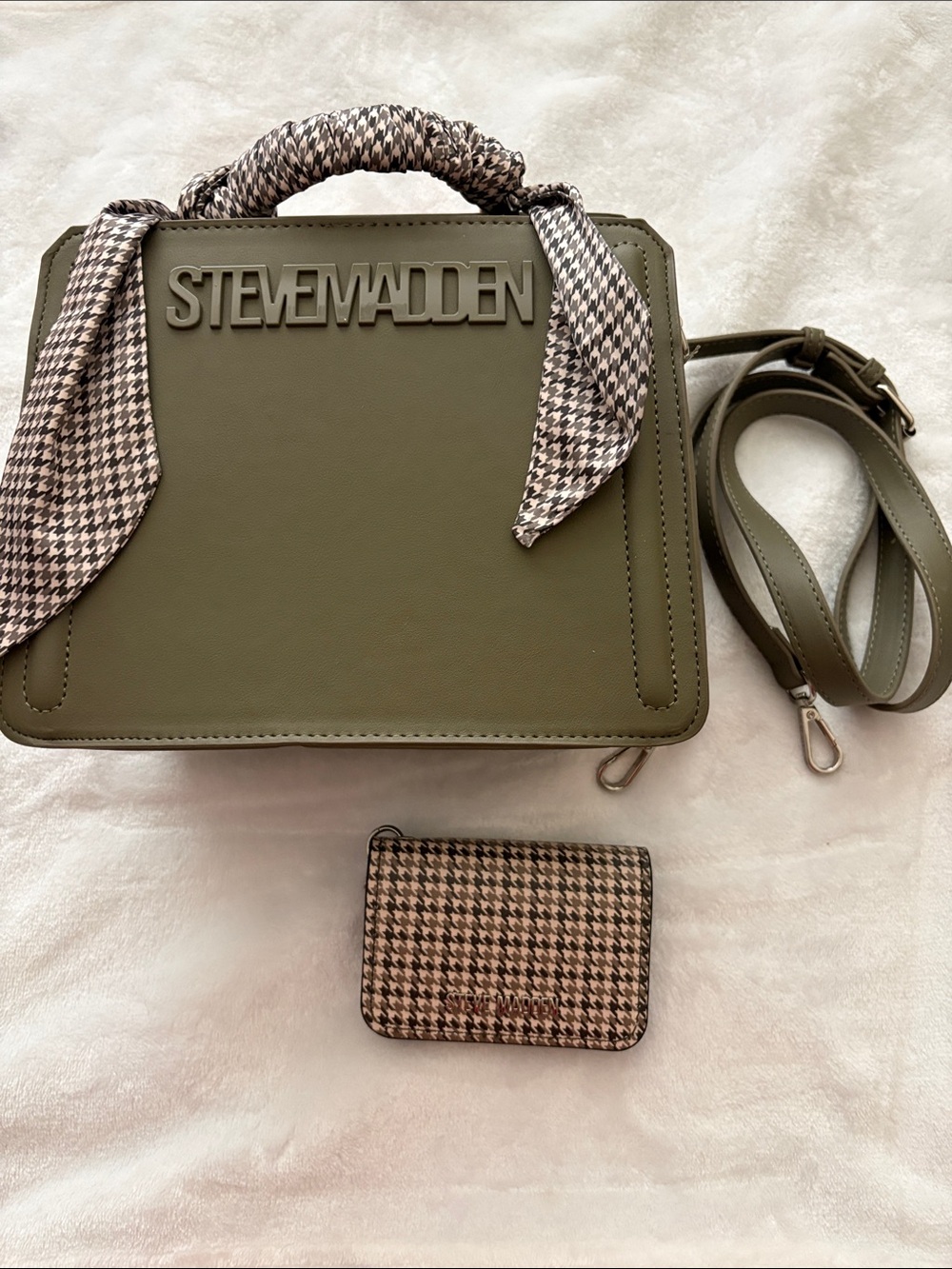 Steve Madden Olive Green Structured Top-Handle Satchel